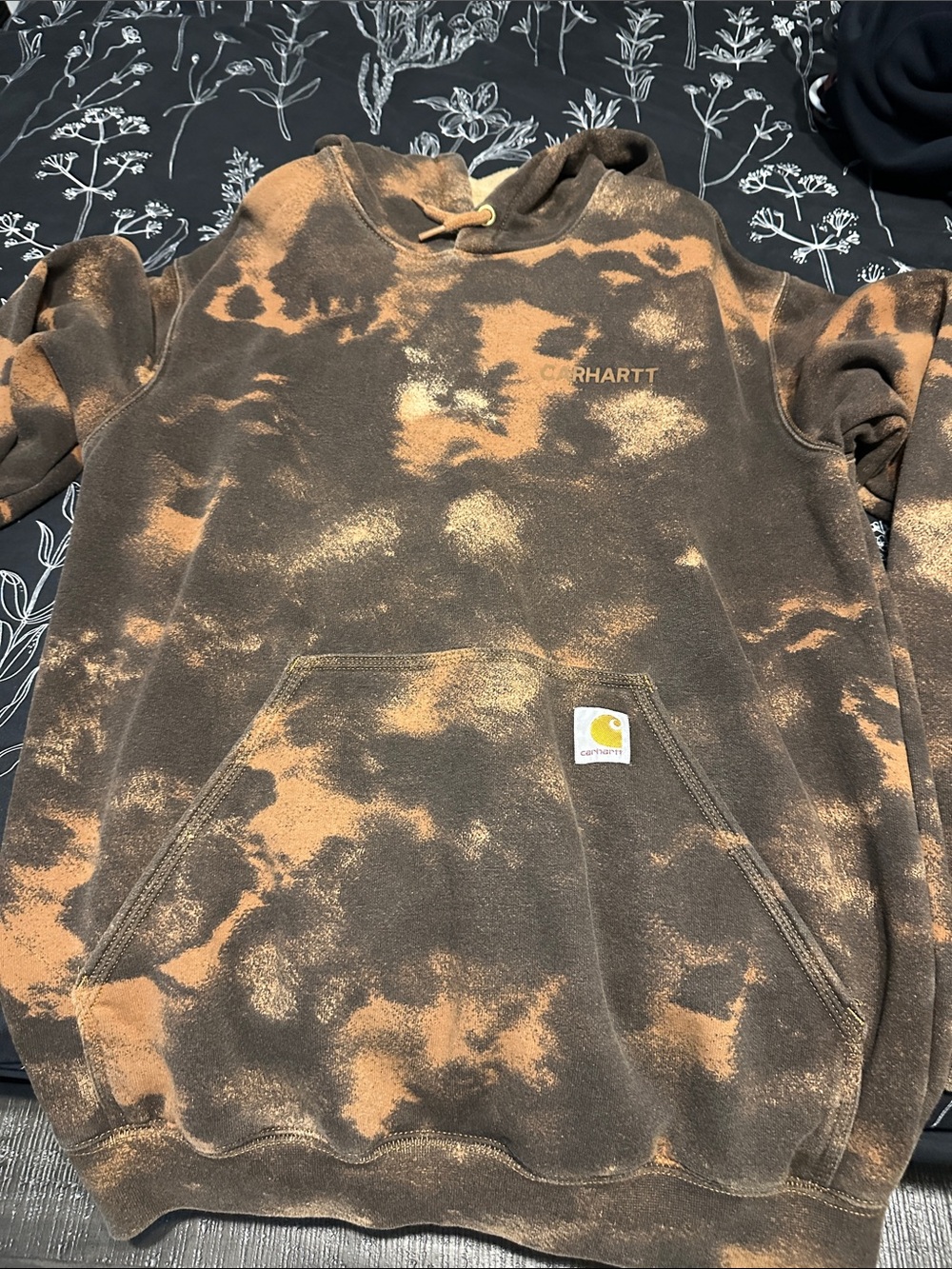 Carhartt Men’s Brown and Tan Tie-Dye Crewneck Hoodie